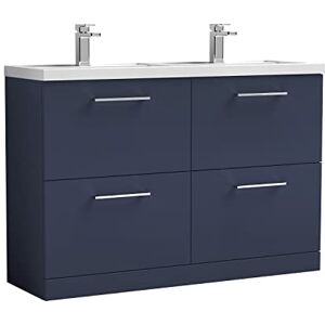 nuie ARN2933C Arno Modern Bathroom Floor Standing 4 Soft Close Drawer Vanity Unit and Double Polymarble Basin, 1200mm, Midnight Blue nuie ARN2933C Arno Modern Bathroom Floor Standing 4 Soft Close Drawer Vanity Unit and Double Polymarble Basin, 1200mm, Midnight Blue