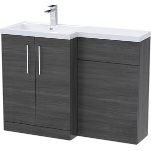 nuie ARN511L Arno Modern Bathroom Left Hand 2 Soft Close Door Vanity Basin and WC Combination Unit, 1100 x 390mm, Anthracite Woodgrain nuie ARN511L Arno Modern Bathroom Left Hand 2 Soft Close Door Vanity Basin and WC Combination Unit, 1100 x 390mm, Anthracite Woodgrain