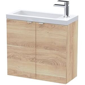 Hudson Reed CBI3029 Fusion Modern Bathroom Wall Hung 2 Soft Close Door Vanity Unit and Polymarble Basin, 600mm, Bleached Oak Hudson Reed CBI3029 Fusion Modern Bathroom Wall Hung 2 Soft Close Door Vanity Unit and Polymarble Basin, 600mm, Bleached Oak