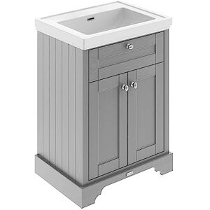 Hudson Reed LOF244 Old London Traditional Bathroom Floor Standing 2 Door Vanity Unit & 0 Tap Hole Fireclay Basin, 600mm, Storm Grey Hudson Reed LOF244 Old London Traditional Bathroom Floor Standing 2 Door Vanity Unit & 0 Tap Hole Fireclay Basin, 600mm, Storm Grey