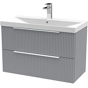 Hudson Reed DFF295D Fluted Modern Bathroom Wall Hung 2 Drawer Vanity Basin Unit with Thin-Edge Ceramic Basin, 800mm, Satin Grey Hudson Reed DFF295D Fluted Modern Bathroom Wall Hung 2 Drawer Vanity Basin Unit with Thin-Edge Ceramic Basin, 800mm, Satin Grey
