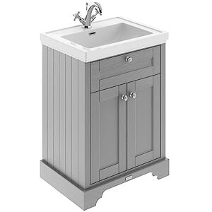 Hudson Reed LOF204 Old London Traditional Bathroom Floor Standing 2 Door Vanity Unit & 1 Tap Hole Fireclay Basin, 600mm, Storm Grey Hudson Reed LOF204 Old London Traditional Bathroom Floor Standing 2 Door Vanity Unit & 1 Tap Hole Fireclay Basin, 600mm, Storm Grey
