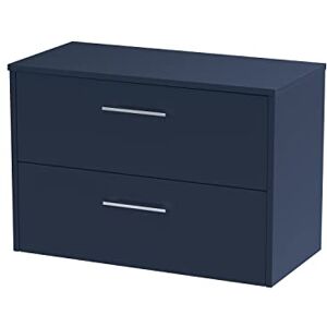 Hudson Reed JNU2926W Juno Modern Bathroom Wall Hung 2 Soft Close Drawer Vanity Unit and Colour Coordinating Worktop, 800mm, Midnight Blue Hudson Reed JNU2926W Juno Modern Bathroom Wall Hung 2 Soft Close Drawer Vanity Unit and Colour Coordinating Worktop, 800mm, Midnight Blue