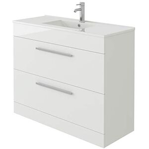 VeeBath Venus 1000 Vanity Unit, Mid Edge Wash Basin Bathroom Sink, Soft Close Drawer, Cloakroom Wall Mounted Storage Cabinet- White (Flat Pack) VeeBath Venus 1000 Vanity Unit, Mid Edge Wash Basin Bathroom Sink, Soft Close Drawer, Cloakroom Wall Mounted Storage Cabinet- White (Flat Pack)