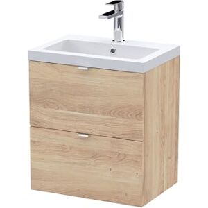 Hudson Reed CBI3041 Fusion Modern Bathroom Wall Hung 2 Soft Close Drawer Vanity Unit and Polymarble Basin, 500mm, Bleached Oak Hudson Reed CBI3041 Fusion Modern Bathroom Wall Hung 2 Soft Close Drawer Vanity Unit and Polymarble Basin, 500mm, Bleached Oak