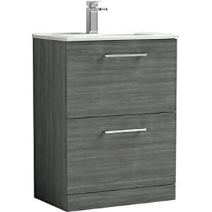 nuie ARN533B Arno Modern Bathroom Floor Standing 2 Drawer Vanity Unit with Minimalist Ceramic Basin, Anthracite nuie ARN533B Arno Modern Bathroom Floor Standing 2 Drawer Vanity Unit with Minimalist Ceramic Basin, Anthracite