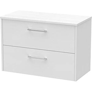 Hudson Reed JNU2126W Juno Modern Bathroom Wall Hung 2-Drawer Vanity with Colour Coordinating Worktop, 800mm, Woodgrain White Ash Hudson Reed JNU2126W Juno Modern Bathroom Wall Hung 2-Drawer Vanity with Colour Coordinating Worktop, 800mm, Woodgrain White Ash