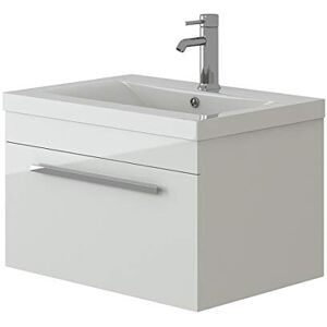 VeeBath Venus 600 Wall Hung Vanity Unit, Mid Edge Wash Basin Bathroom Sink, Soft Close Door, Cloakroom Wall Mounted Storage Cabinet- White (Flat Pack) VeeBath Venus 600 Wall Hung Vanity Unit, Mid Edge Wash Basin Bathroom Sink, Soft Close Door, Cloakroom Wall Mounted Storage Cabinet- White (Flat Pack)