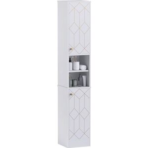 HOMCOM Tall Bathroom Storage Cabinet with Doors, Slim Storage Unit with Adjustable Shelves, Freestanding Bathroom Storage Unit, White HOMCOM Tall Bathroom Storage Cabinet with Doors, Slim Storage Unit with Adjustable Shelves, Freestanding Bathroom Storage Unit, White