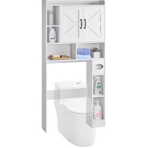 VEVOR Over The Toilet Storage Cabinet, 66.14 in Height Bathroom Storage Organizer with Double Door and Adjustable Shelf, Bathroom Space Saver Organizer Above Toilet with Open Shelf, White VEVOR Over The Toilet Storage Cabinet, 66.14 in Height Bathroom Storage Organizer with Double Door and Adjustable Shelf, Bathroom Space Saver Organizer Above Toilet with Open Shelf, White