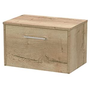 Hudson Reed JNU1822W Juno Modern Bathroom Wall Hung Single Drawer Vanity with Colour Coordinating Worktop, 600mm, Woodgrain Autumn Oak Hudson Reed JNU1822W Juno Modern Bathroom Wall Hung Single Drawer Vanity with Colour Coordinating Worktop, 600mm, Woodgrain Autumn Oak