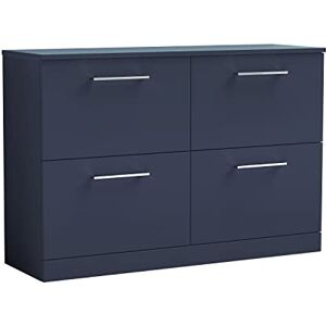 nuie ARN2933W2 Arno Modern Bathroom Floor Standing 4 Soft Close Drawer Vanity Unit and Worktop, 1200mm, Midnight Blue nuie ARN2933W2 Arno Modern Bathroom Floor Standing 4 Soft Close Drawer Vanity Unit and Worktop, 1200mm, Midnight Blue