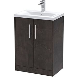 Hudson Reed JNU2603A Juno Modern Bathroom Floor Standing 2 Door Vanity Basin Unit & Mid-Edge Ceramic Basin, 600mm, Matt Metallic Slate Hudson Reed JNU2603A Juno Modern Bathroom Floor Standing 2 Door Vanity Basin Unit & Mid-Edge Ceramic Basin, 600mm, Matt Metallic Slate