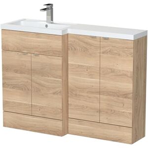 Hudson Reed CBI3011 Fusion Modern Bathroom Floor Standing Vanity Basin and Base Unit Full Depth Combination Unit Left Hand, 1200mm, Bleached Oak Hudson Reed CBI3011 Fusion Modern Bathroom Floor Standing Vanity Basin and Base Unit Full Depth Combination Unit Left Hand, 1200mm, Bleached Oak