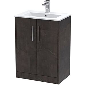 Hudson Reed JNU2603B Juno Modern Bathroom Floor Standing 2 Door Vanity Basin Unit & Minimalist Ceramic Basin, 600mm, Matt Metallic Slate Hudson Reed JNU2603B Juno Modern Bathroom Floor Standing 2 Door Vanity Basin Unit & Minimalist Ceramic Basin, 600mm, Matt Metallic Slate