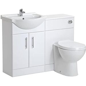 VeeBath Linx 1050 Vanity Unit Furniture Set, Wash Basin Bathroom Sink, WC, Toilet Pan, Soft Close, Quick Release Toilet Seat with Concealed Cistern-White (Flat Pack) VeeBath Linx 1050 Vanity Unit Furniture Set, Wash Basin Bathroom Sink, WC, Toilet Pan, Soft Close, Quick Release Toilet Seat with Concealed Cistern-White (Flat Pack)