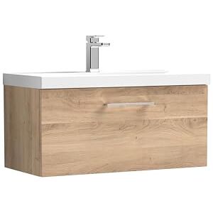 nuie ARN3025D Arno Modern Bathroom Wall Hung 1 Soft Close Drawer Vanity Unit and Thin-Edge Basin, 800mm, Bleached Oak Woodgrain nuie ARN3025D Arno Modern Bathroom Wall Hung 1 Soft Close Drawer Vanity Unit and Thin-Edge Basin, 800mm, Bleached Oak Woodgrain
