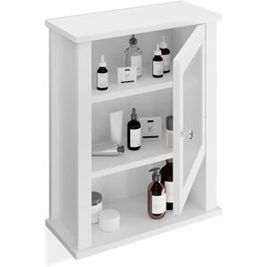 Relaxdays Bathroom Wall Cabinet, 3 Shelves, Door with Acrylic Glass, Narrow Hanging Cupboard, 52 x 42 x 18 cm, White, Fibreboard, Plastic Relaxdays Bathroom Wall Cabinet, 3 Shelves, Door with Acrylic Glass, Narrow Hanging Cupboard, 52 x 42 x 18 cm, White, Fibreboard, Plastic