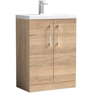 nuie PAL033E Arno Compact Modern Bathroom Floor Standing 2 Soft Close Door Cloakroom Vanity Unit with Ceramic Basin, 600mm, Bleached Oak Woodgrain nuie PAL033E Arno Compact Modern Bathroom Floor Standing 2 Soft Close Door Cloakroom Vanity Unit with Ceramic Basin, 600mm, Bleached Oak Woodgrain