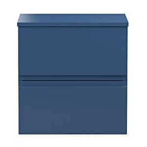 Hudson Reed URB302W Urban Modern Bathroom Wall Hung Vanity Basin Cabinet Unit with 2 Soft Close Drawers and Worktop, 500mm, Satin Blue Hudson Reed URB302W Urban Modern Bathroom Wall Hung Vanity Basin Cabinet Unit with 2 Soft Close Drawers and Worktop, 500mm, Satin Blue