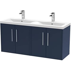 Hudson Reed JNU1723F Juno Modern Bathroom Wall Hung 4-Door Vanity with Ceramic Double Basin, 1200mm, Matt Electric Blue Hudson Reed JNU1723F Juno Modern Bathroom Wall Hung 4-Door Vanity with Ceramic Double Basin, 1200mm, Matt Electric Blue