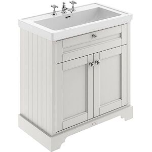 Hudson Reed LOF436 Old London Traditional Bathroom Floor Standing 2 Door Vanity Unit & 3 Tap Hole Fireclay Basin, 800mm, Timeless Sand Hudson Reed LOF436 Old London Traditional Bathroom Floor Standing 2 Door Vanity Unit & 3 Tap Hole Fireclay Basin, 800mm, Timeless Sand
