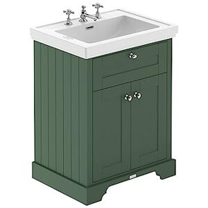Hudson Reed LOF834 Old London Traditional Bathroom Floor Standing 2 Door Vanity Unit & 3 Tap Hole Fireclay Basin, 600mm, Hunter Green Hudson Reed LOF834 Old London Traditional Bathroom Floor Standing 2 Door Vanity Unit & 3 Tap Hole Fireclay Basin, 600mm, Hunter Green