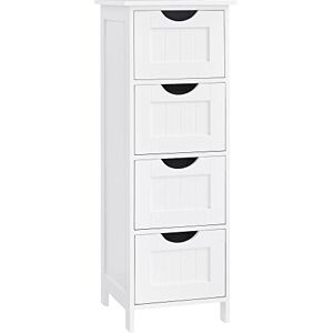 VASAGLE Bathroom Floor Storage Cabinet, Bathroom Storage with 4 Drawers, Bathroom Cabinet Freestanding, 30 x 30 x 82 cm, Modern Style, White LHC40W VASAGLE Bathroom Floor Storage Cabinet, Bathroom Storage with 4 Drawers, Bathroom Cabinet Freestanding, 30 x 30 x 82 cm, Modern Style, White LHC40W