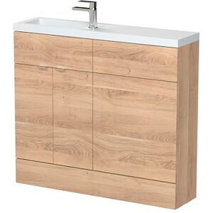 Hudson Reed CBI3042 Fusion Modern Bathroom Floor Standing 2 Soft Close Door Compact Vanity Basin Unit and WC Unit Combination, 1000mm, Bleached Oak Hudson Reed CBI3042 Fusion Modern Bathroom Floor Standing 2 Soft Close Door Compact Vanity Basin Unit and WC Unit Combination, 1000mm, Bleached Oak