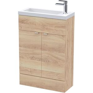 Hudson Reed CBI3006 Fusion Modern Bathroom Floor Standing 2 Soft Close Door Compact Vanity Unit and Polymarble Basin, 600mm, Bleached Oak Hudson Reed CBI3006 Fusion Modern Bathroom Floor Standing 2 Soft Close Door Compact Vanity Unit and Polymarble Basin, 600mm, Bleached Oak