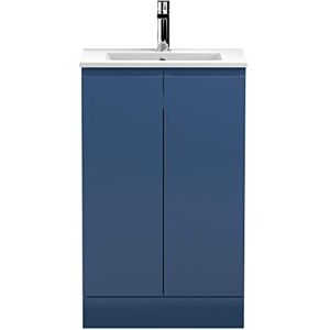 Hudson Reed URB307B Urban Modern Bathroom Floor Standing Vanity Basin Unit with 2 Soft Close Doors and Ceramic 18mm Profile Sink, 500mm, Satin Blue Hudson Reed URB307B Urban Modern Bathroom Floor Standing Vanity Basin Unit with 2 Soft Close Doors and Ceramic 18mm Profile Sink, 500mm, Satin Blue