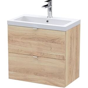 Hudson Reed CBI3030 Fusion Modern Bathroom Wall Hung 2 Soft Close Drawer Vanity Unit and Polymarble Basin, 600mm, Bleached Oak Hudson Reed CBI3030 Fusion Modern Bathroom Wall Hung 2 Soft Close Drawer Vanity Unit and Polymarble Basin, 600mm, Bleached Oak