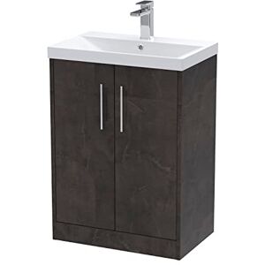 Hudson Reed JNU2603D Juno Modern Bathroom Floor Standing 2 Door Vanity Basin Unit & Thin-Edge Ceramic Basin, 600mm, Matt Metallic Slate Hudson Reed JNU2603D Juno Modern Bathroom Floor Standing 2 Door Vanity Basin Unit & Thin-Edge Ceramic Basin, 600mm, Matt Metallic Slate