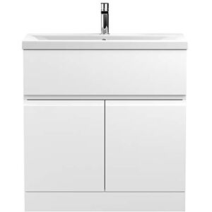 Hudson Reed URB105A Urban Modern Bathroom Floor Standing Vanity Basin Unit with 2 Doors and 1 Soft Close Drawer and Ceramic 40mm Profile Sink, 800mm, Satin White Hudson Reed URB105A Urban Modern Bathroom Floor Standing Vanity Basin Unit with 2 Doors and 1 Soft Close Drawer and Ceramic 40mm Profile Sink, 800mm, Satin White