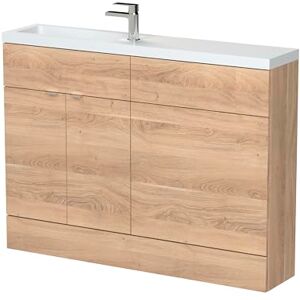 Hudson Reed CBI3008 Fusion Modern Bathroom Floor Standing Vanity Basin and WC Compact Combination Unit, 1200mm, Bleached Oak Hudson Reed CBI3008 Fusion Modern Bathroom Floor Standing Vanity Basin and WC Compact Combination Unit, 1200mm, Bleached Oak