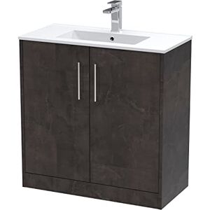 Hudson Reed JNU2605B Juno Floor Standing 2 Door Vanity Unit & Minimalist Ceramic Basin, 800mm, Matt Metallic Slate Hudson Reed JNU2605B Juno Floor Standing 2 Door Vanity Unit & Minimalist Ceramic Basin, 800mm, Matt Metallic Slate