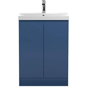 Hudson Reed URB308D Urban Modern Bathroom Floor Standing Vanity Basin Unit with 2 Soft Close Doors and Ceramic 50mm Profile Sink, 600mm, Satin Blue Hudson Reed URB308D Urban Modern Bathroom Floor Standing Vanity Basin Unit with 2 Soft Close Doors and Ceramic 50mm Profile Sink, 600mm, Satin Blue