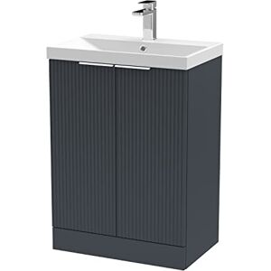 Hudson Reed DFF1425D Fluted Modern Bathroom Floor Standing 2 Door Vanity Basin Unit with Thin-Edge Ceramic Basin, 600mm, Soft Black Hudson Reed DFF1425D Fluted Modern Bathroom Floor Standing 2 Door Vanity Basin Unit with Thin-Edge Ceramic Basin, 600mm, Soft Black