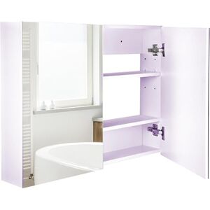 HOMCOM Double Door Wall Mounted Glass Mirror Cabinet Modern Storage Unit Bathroom Shelf Organiser Waterproof Wooden Frame 80W x 15D x 60H cm HOMCOM Double Door Wall Mounted Glass Mirror Cabinet Modern Storage Unit Bathroom Shelf Organiser Waterproof Wooden Frame 80W x 15D x 60H cm