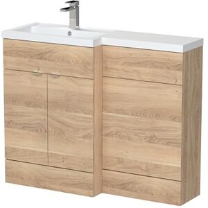 Hudson Reed CBI3002 Fusion Modern Bathroom Floor Standing Vanity Basin and WC Full Depth Combination Unit Left Hand, 1100mm, Bleached Oak Hudson Reed CBI3002 Fusion Modern Bathroom Floor Standing Vanity Basin and WC Full Depth Combination Unit Left Hand, 1100mm, Bleached Oak