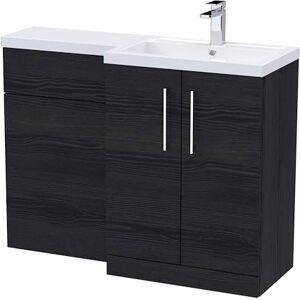 nuie ARN611R Arno Modern Bathroom Right Hand 2 Soft Close Door Vanity Basin and WC Combination Unit, 1100 x 390mm, Charcoal Black Woodgrain nuie ARN611R Arno Modern Bathroom Right Hand 2 Soft Close Door Vanity Basin and WC Combination Unit, 1100 x 390mm, Charcoal Black Woodgrain