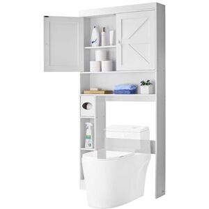 VEVOR Over The Toilet Storage Cabinet, 67.44 in Height Bathroom Storage Organizer with Double Door and Adjustable Shelf, Bathroom Space Saver Organizer Above Toilet with Open Shelf, White VEVOR Over The Toilet Storage Cabinet, 67.44 in Height Bathroom Storage Organizer with Double Door and Adjustable Shelf, Bathroom Space Saver Organizer Above Toilet with Open Shelf, White
