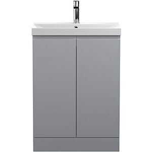 Hudson Reed URB208D Urban Modern Bathroom Floor Standing Vanity Basin Unit with 2 Soft Close Doors and Ceramic 50mm Profile Sink, 600mm, Satin Grey Hudson Reed URB208D Urban Modern Bathroom Floor Standing Vanity Basin Unit with 2 Soft Close Doors and Ceramic 50mm Profile Sink, 600mm, Satin Grey