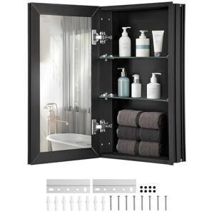 VEVOR Bathroom Mirror Cabinet, 14 x 24 inches, Aluminum Frame Bathroom Wall Cabinet with Mirror, 2-layer Adjustable Shelves, Recessed & Wall-mounted Installation VEVOR Bathroom Mirror Cabinet, 14 x 24 inches, Aluminum Frame Bathroom Wall Cabinet with Mirror, 2-layer Adjustable Shelves, Recessed & Wall-mounted Installation