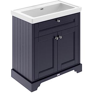 Hudson Reed LOF346 Old London Traditional Bathroom Floor Standing 2 Door Vanity Unit & 0 Tap Hole Fireclay Basin, 800mm, Twilight Blue Hudson Reed LOF346 Old London Traditional Bathroom Floor Standing 2 Door Vanity Unit & 0 Tap Hole Fireclay Basin, 800mm, Twilight Blue