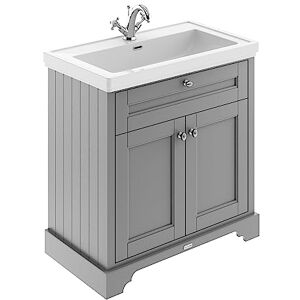 Hudson Reed LOF206 Old London Traditional Bathroom Floor Standing 2 Door Vanity Unit & 1 Tap Hole Fireclay Basin, 800mm, Storm Grey Hudson Reed LOF206 Old London Traditional Bathroom Floor Standing 2 Door Vanity Unit & 1 Tap Hole Fireclay Basin, 800mm, Storm Grey