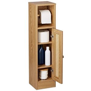 Relaxdays Bathroom Cabinet, Toilet Roll Holder, Free-standing, Wooden, Storage, Cupboard, HxWxD: 80x20.5x21 cm, Brown, Fibreboard, 80 x 20.5 x 21 cm Relaxdays Bathroom Cabinet, Toilet Roll Holder, Free-standing, Wooden, Storage, Cupboard, HxWxD: 80x20.5x21 cm, Brown, Fibreboard, 80 x 20.5 x 21 cm