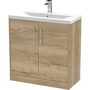 Hudson Reed JNU1805A Juno Modern Bathroom Floor Standing 2-Door Vanity with Mid-Edge Ceramic Basin, 800mm, Woodgrain Autumn Oak Hudson Reed JNU1805A Juno Modern Bathroom Floor Standing 2-Door Vanity with Mid-Edge Ceramic Basin, 800mm, Woodgrain Autumn Oak