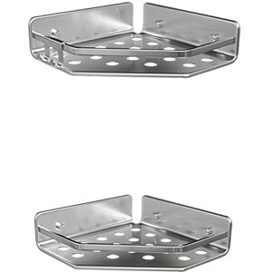 TATAY Pack of 2 Shower Shelf No Drilling Corner Aluminium Includes Screws and Quick Fix Mounting System Moisture Resistant Modern Easy Drainage 20 x 5.5 x 20 cm Serenity Model Silver TATAY Pack of 2 Shower Shelf No Drilling Corner Aluminium Includes Screws and Quick Fix Mounting System Moisture Resistant Modern Easy Drainage 20 x 5.5 x 20 cm Serenity Model Silver