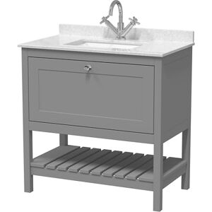 Hudson Reed BEX227WS1 Bexley Traditional Bathroom Floor Standing 2 Door 1 Shelf Vanity Unit & Marble Top With 1 Tap Hole Basin, 800mm, Cool Grey/White Hudson Reed BEX227WS1 Bexley Traditional Bathroom Floor Standing 2 Door 1 Shelf Vanity Unit & Marble Top With 1 Tap Hole Basin, 800mm, Cool Grey/White